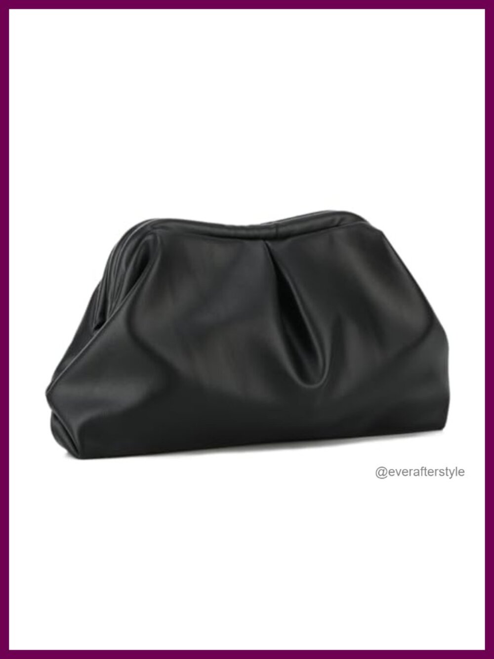 Soft Leather Ruched Dumpling Clutch Purse Evening Handbag Kiss Lock
